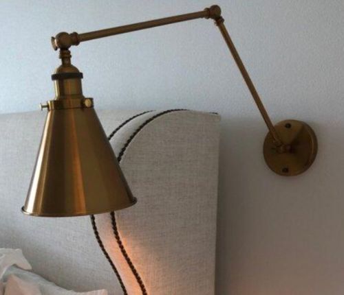 Customer photo review of Mid-Century Modern Metal Plug In Wall Lamp for Bedroom/Living Room