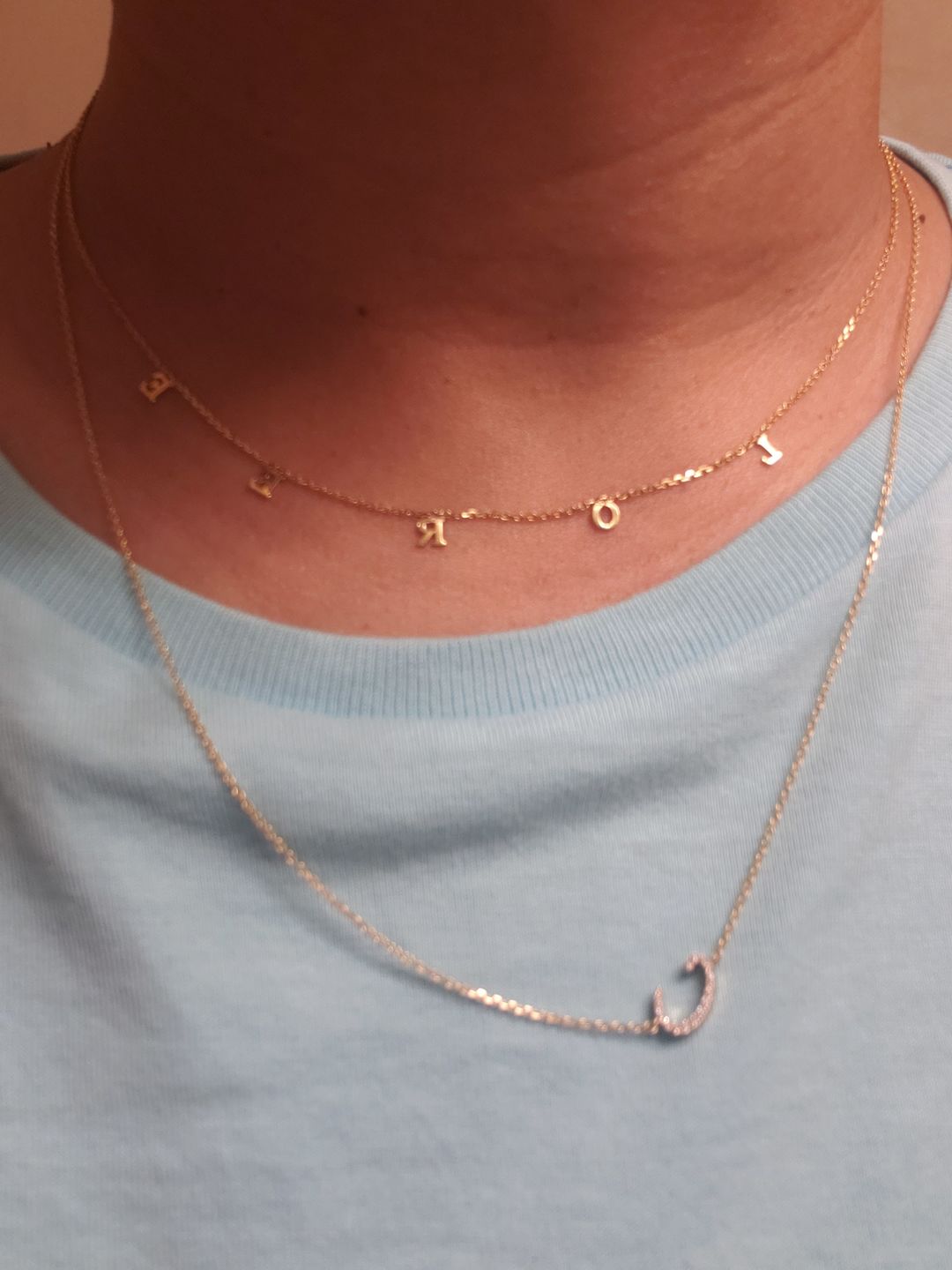 Customer photo review of Dainty Letter Name Necklace
