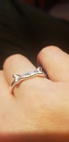 Customer photo review of Personalised Name Bone Shaped Ring