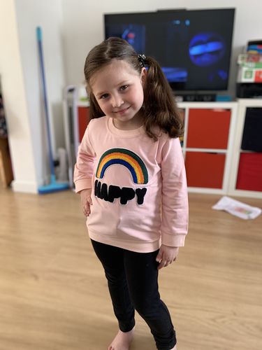 Customer photo review of Happy Rainbow Pink Sweater