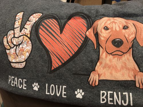 Customer photo review of Peace Love Dog - Personalized Custom Unisex T-shirt