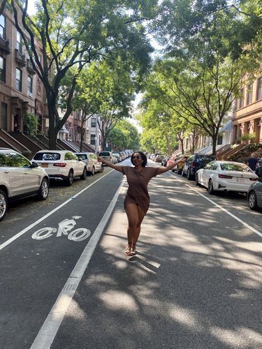 Customer photo review of Basic Tulip Mini Dress