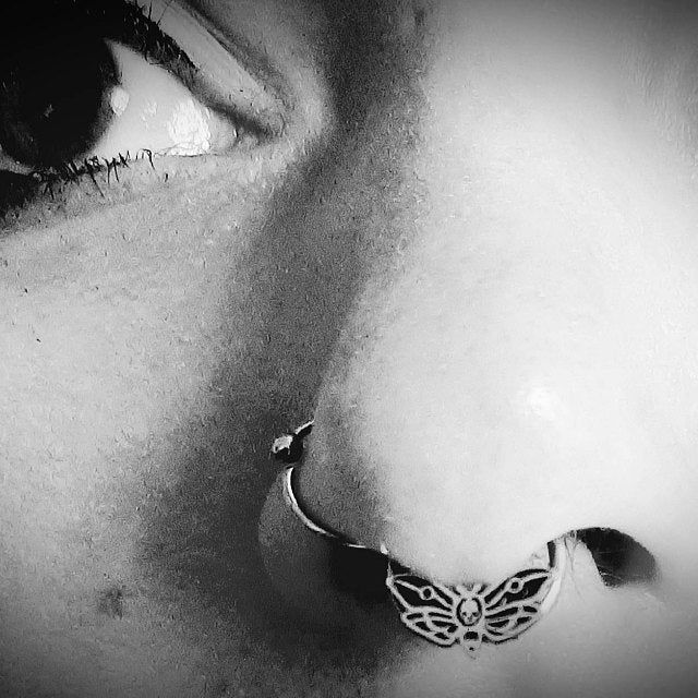 Customer photo review of 16G Death's Head Moth Captive Bead Ring