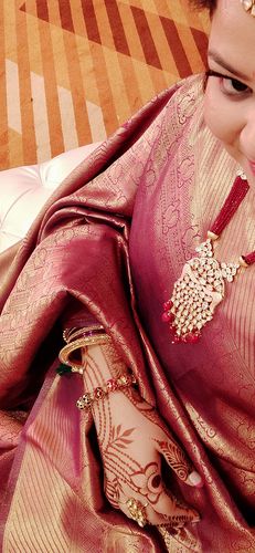 Customer photo review of Wine Purple Woven Kanjivaram Saree - Special Wedding Edition