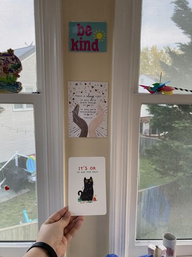 Customer photo review of It's OK To Ask For Help (Black Cat) -- Postcard Print (4" x 6")