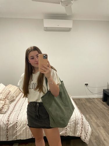 Customer photo review of Canvas Tote Washed Olive