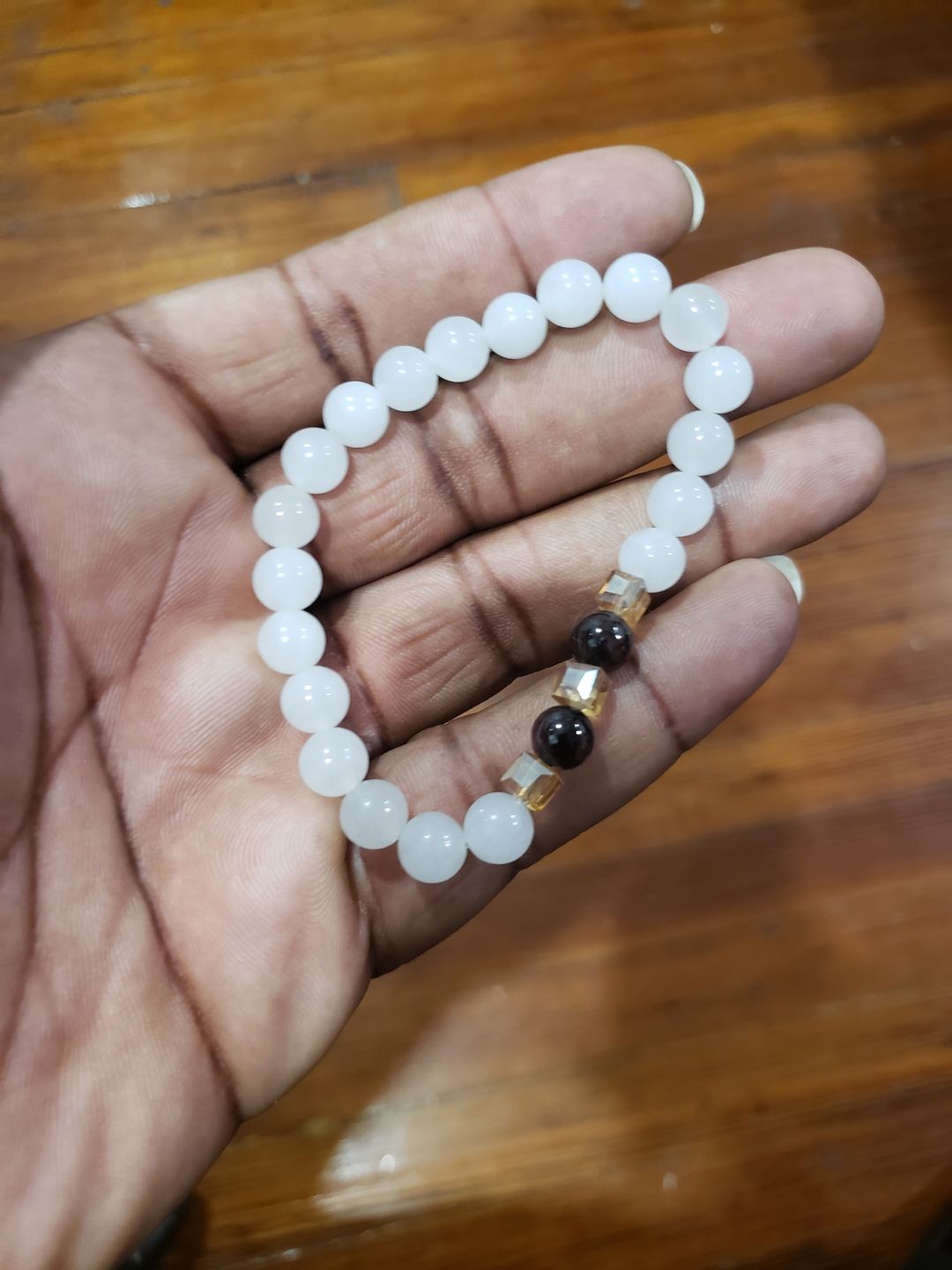 Customer photo review of Natural White Chalcedony Positivity Bracelet