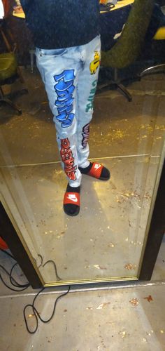 Customer photo review of Money Dreams Graffiti Skinny Fit Denim Light Blue Wash (HZW9446)
