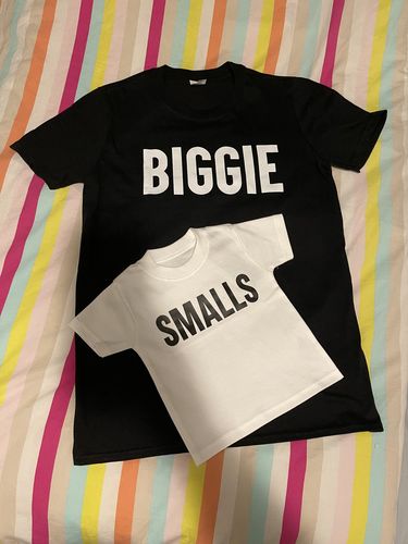 Customer photo review of Biggie & Smalls Men/Women & Kid Multi Matching Tees (MRK X)