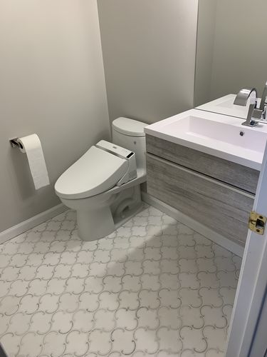 Customer photo review of Trough Floating Vanity