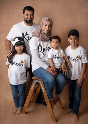 Customer photo review of Royal Family White/Gold Matching Tees (MRK X)
