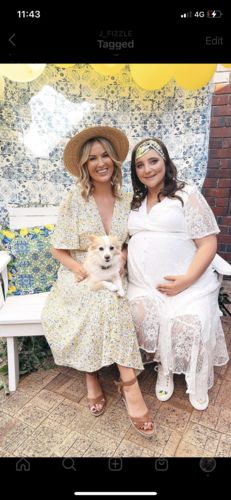 Customer photo review of The Wanderer White Lace Maternity Gown