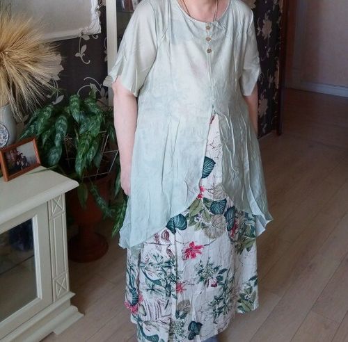 Customer photo review of New Cotton Linen Printed Round Neck Dress