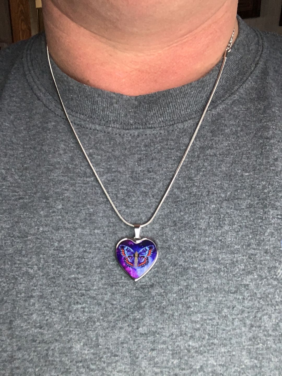 Customer photo review of Butterfly Galaxy - Heart Necklace