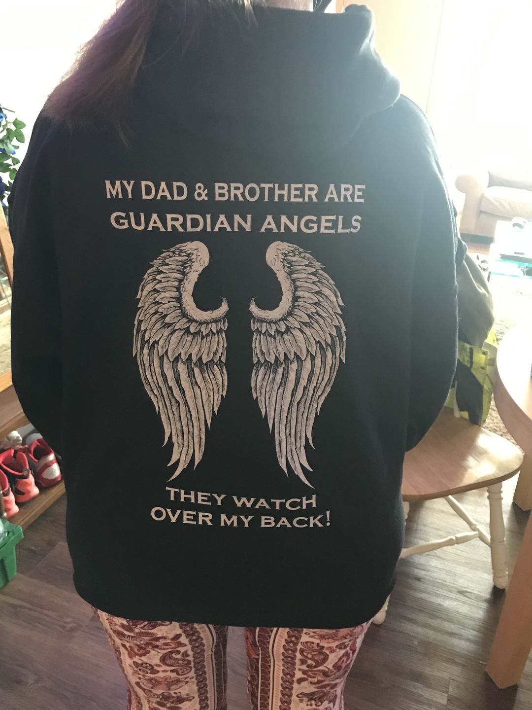 Customer photo review of My Dad Is My Guardian Angel Hoodie