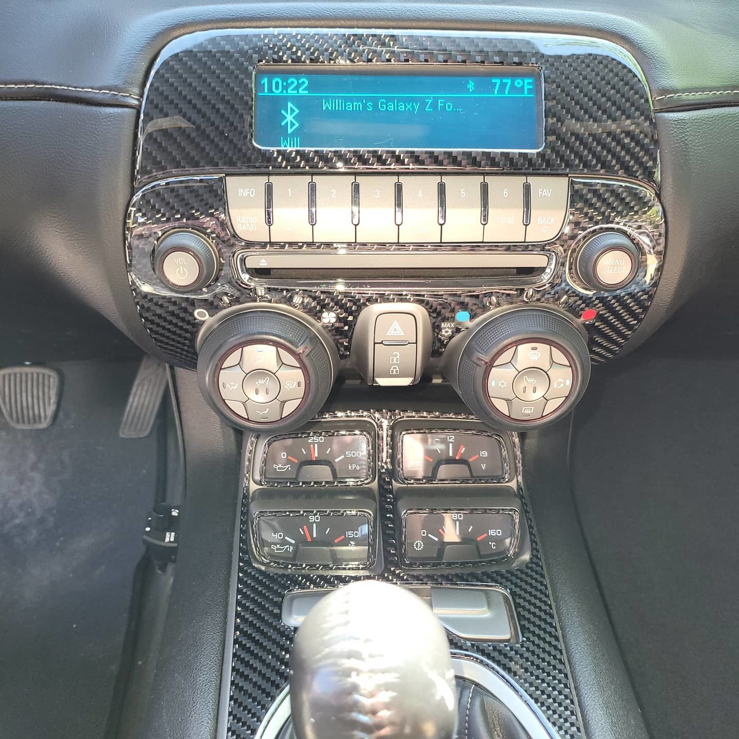 Customer photo review of 2010-2012 Chevy Camaro Carbon Fiber AC Vent & Radio Switch Trim Overlay