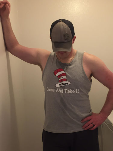 Customer photo review of Come And Take It Cat Mens Apparel