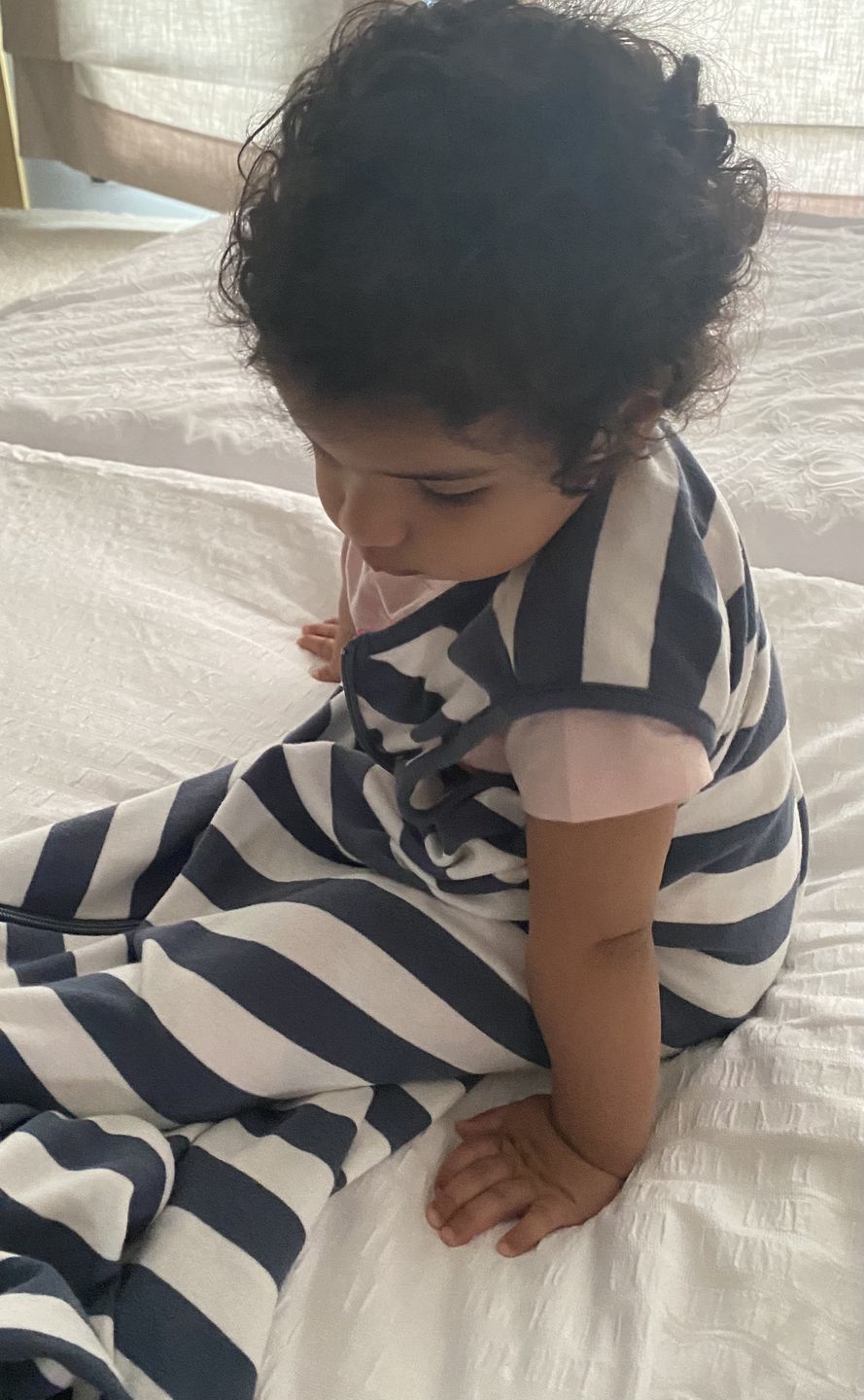Customer photo review of Ecolino® Organic Cotton Classic Baby Sleep Bag or Sack, Deep Blue