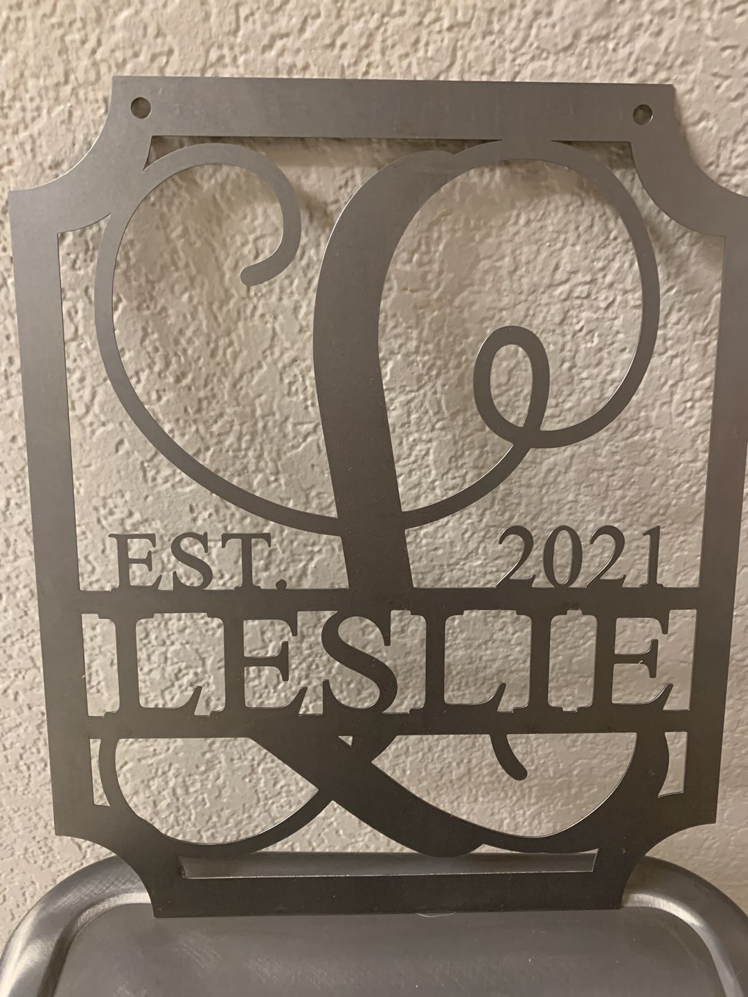 Customer photo review of Embellished Monogram with Established Date- 2 sizes