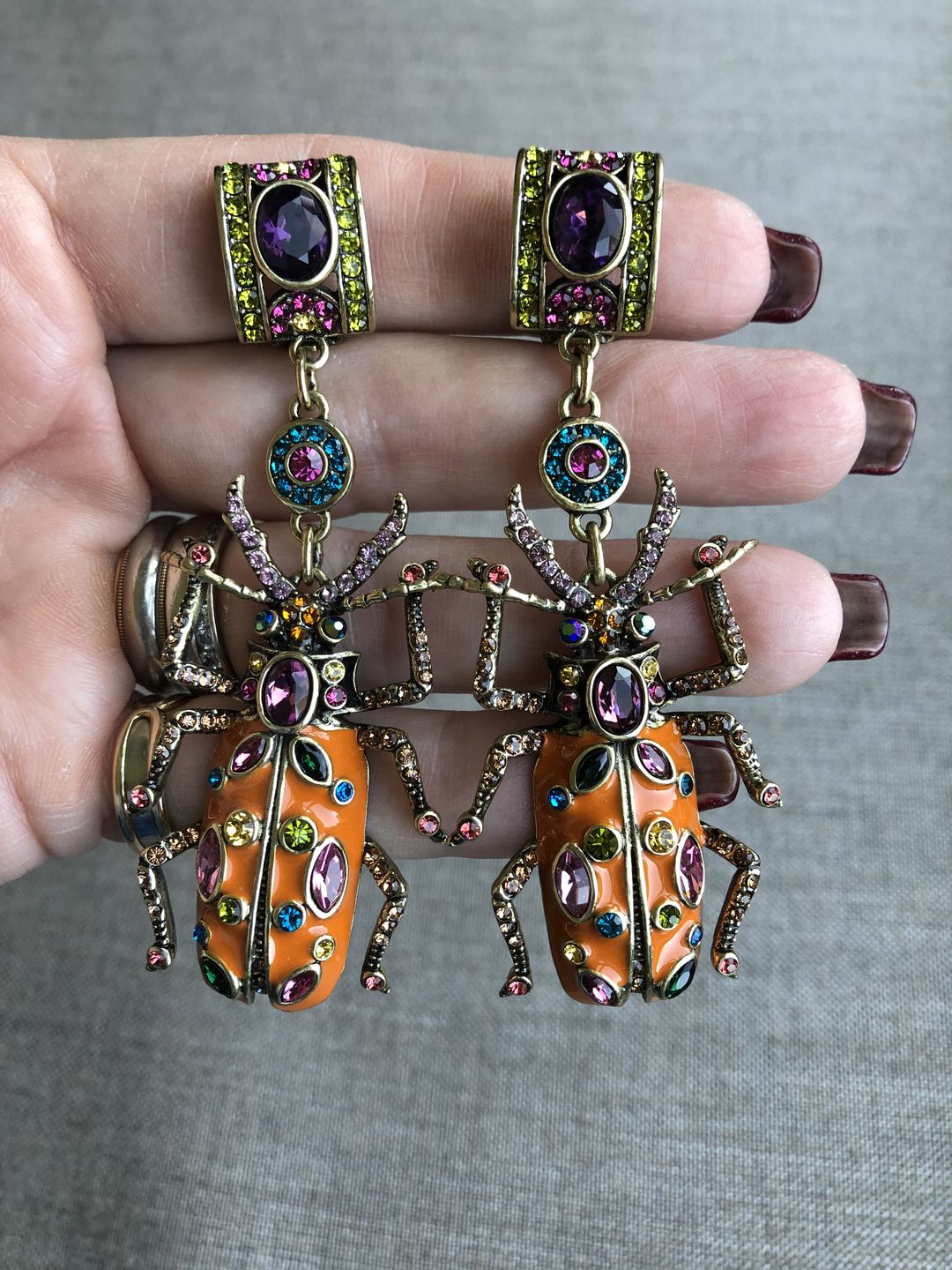 Customer photo review of HEIDI DAUS®"Big Critter" Enamel Crystal Critter Drop Earrings