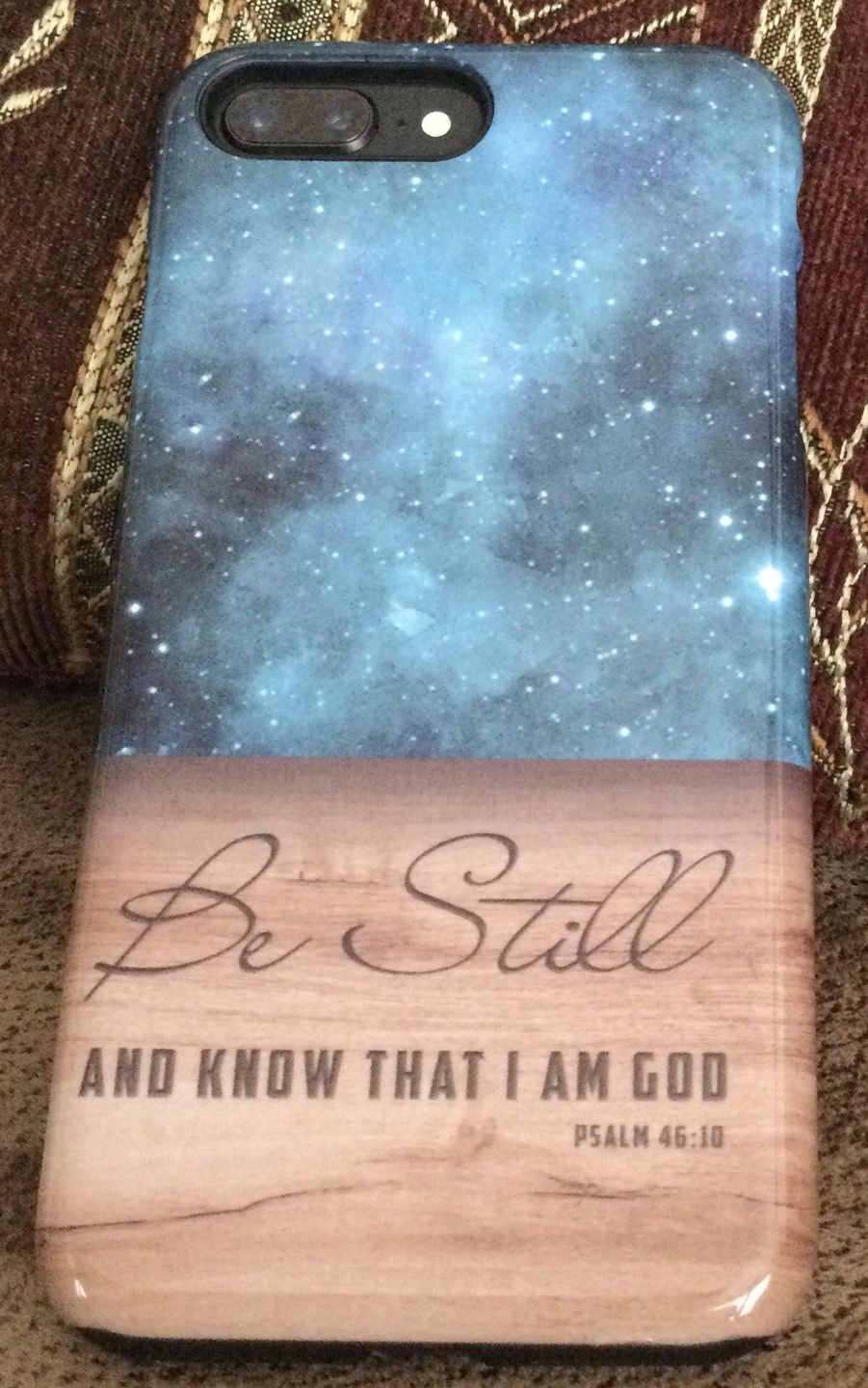 Customer photo review of Be still and know that I am God Psalm 46:10 Bible verse phone case