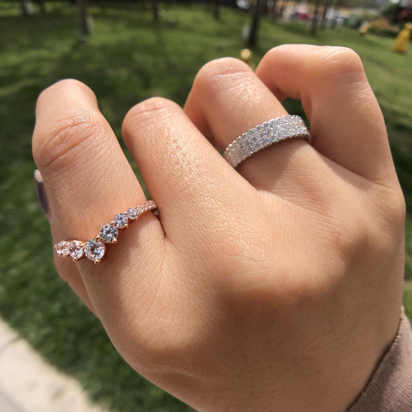 Customer photo review of Louily Luxury Pave Women's Wedding Band In Sterling Silver