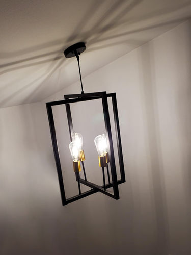 Customer photo review of 4-Light Square Geometric Pendant Light