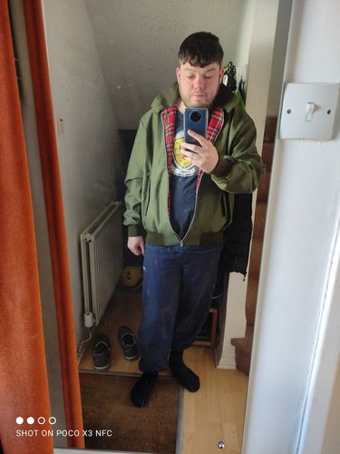 Customer photo review of Mens Classic Harrington Jacket - Olive
