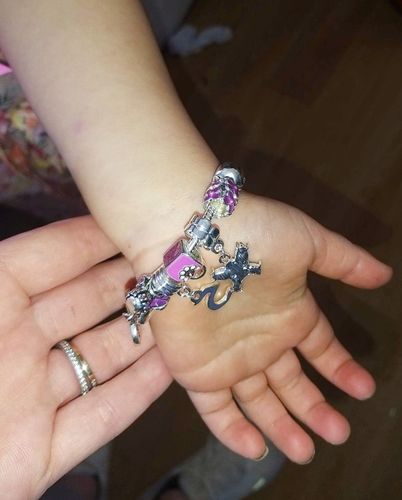 Customer photo review of Children's Granddaughter 'Purple Fairy Dream' Silver Plated Charm Bead Bracelet