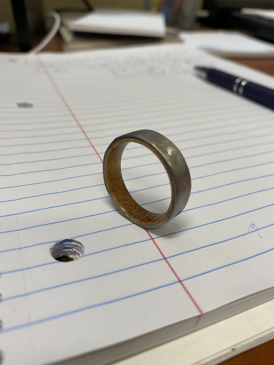 Customer photo review of Hammered Titanium and Whiskey Oak