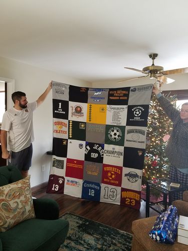 T-shirt quilt featuring vorhees high school by cathy from NJ