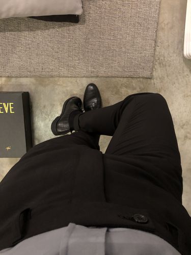 Customer photo review of Trousers With Belt Loop -  Black Plain Cuffed (Stretchable)