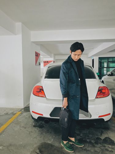 Customer photo review of Penny Loafer Horsebit Buckle - Olive Green Suede Leather (Brown Crepe Sole)