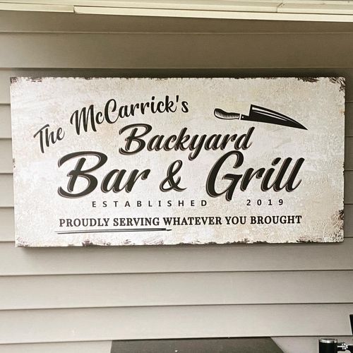 Customer photo review of Upgrade Your 'Backyard Bar And Grill' (Style 3) Canvas To 24x48 Inches