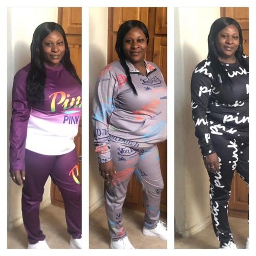 Customer photo review of Casual Print Letter O Neck Long Sleeve Two Pieces