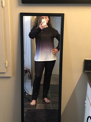 Customer photo review of Fashion Casual O Neck Long Sleeve Regular Sleeve Gradual Change Print Plus Size Set