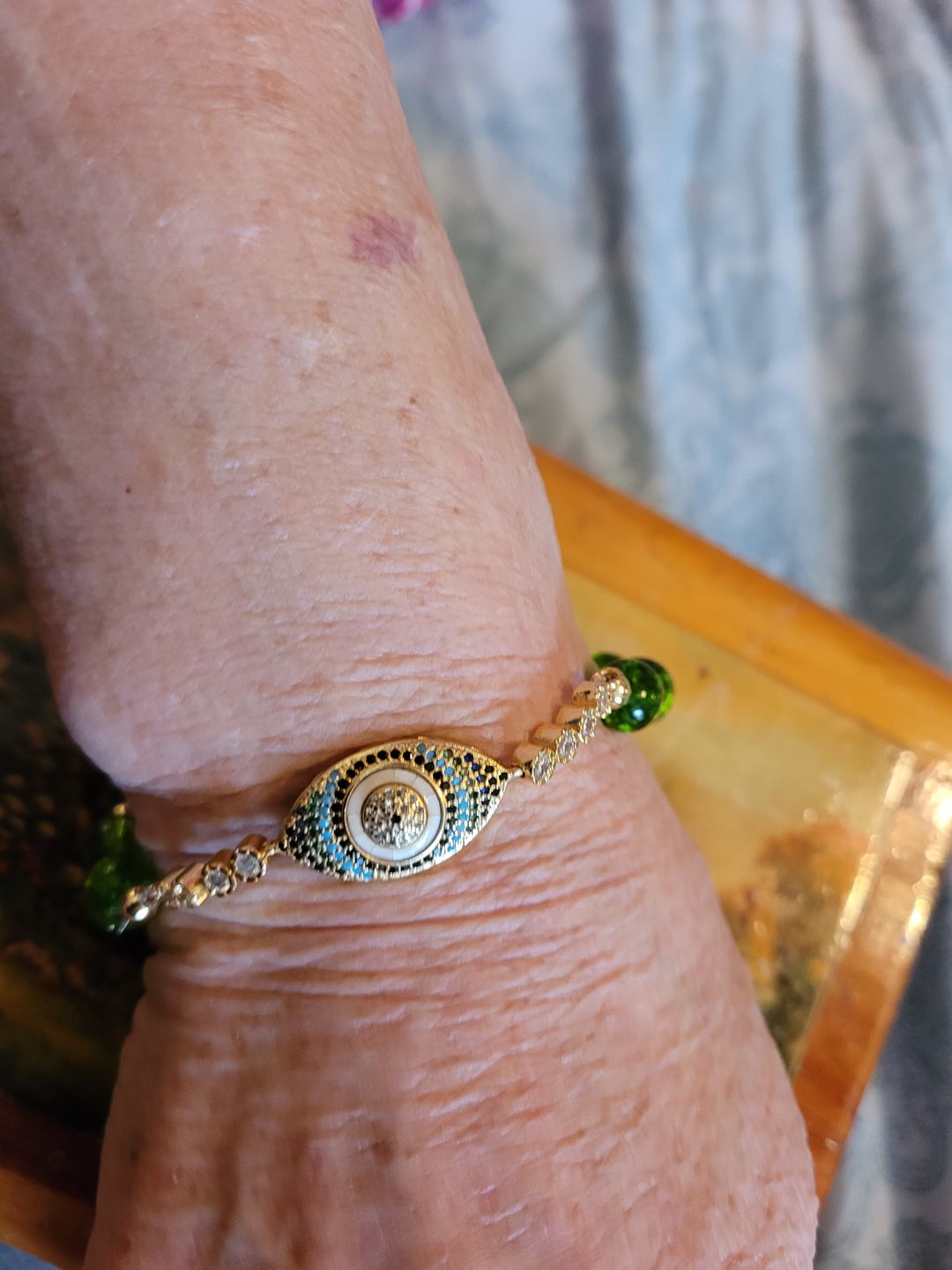 Customer photo review of Natural Peridot Abundance Bracelet