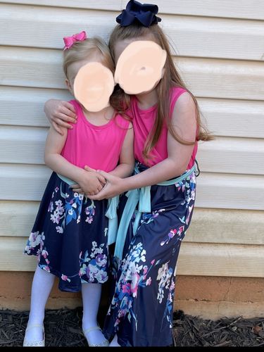 Customer photo review of Patchwork Floral Belt Long Dress for Mommy and me