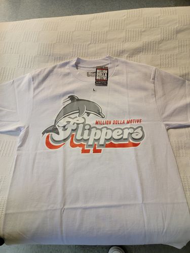 Customer photo review of Flippers - Red on White T-Shirt