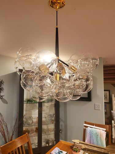 Customer photo review of Modern Clear Glass Bubble Cluster Chandelier