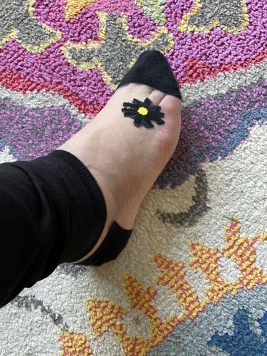 Customer photo review of Daisy Embroidery Transparent Summer Socks