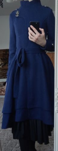 Customer photo review of vintage inspired navy blue tiered wool coat 1981#