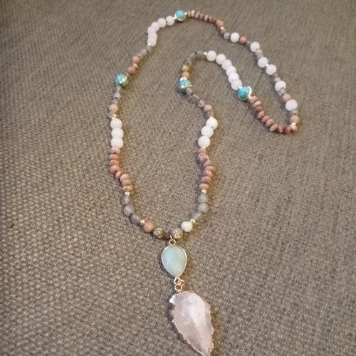 Customer photo review of COLLIER DE PROTECTION EN QUARTZ ROSE ET AMAZONITE