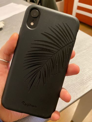 Customer photo review of Eco Friendly iPhone XR Phone Case - Palm Leaf in Pitch Black