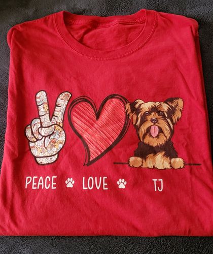 Customer photo review of Peace Love Dog - Personalized Custom Unisex T-shirt