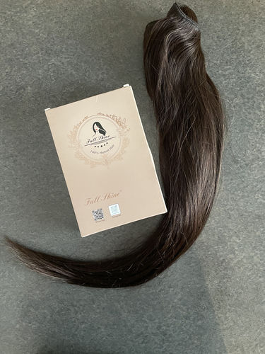 Customer photo review of Full Shine Sew In Hair Weft Bundles 100% Remy Human Hair Darkest Brown (#2)