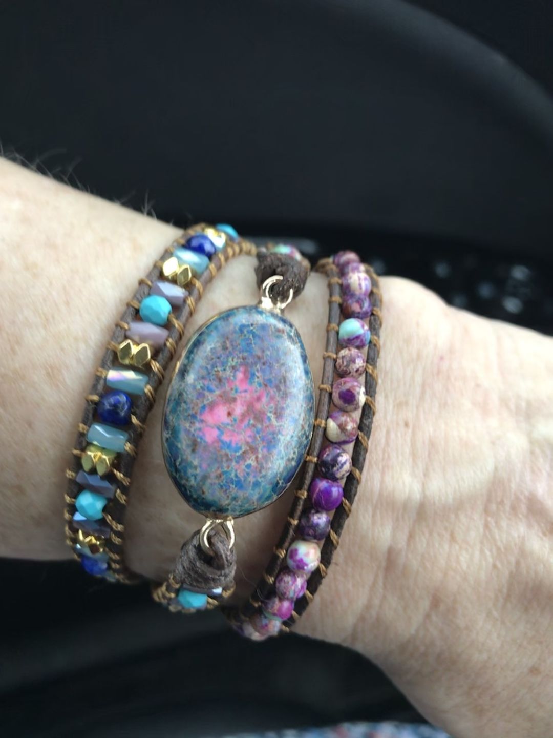 Customer photo review of Intense Emperor Jasper Wrap Bracelet