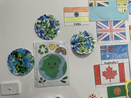 Customer photo review of Earth Day Printable: Window Art for 2-6yo