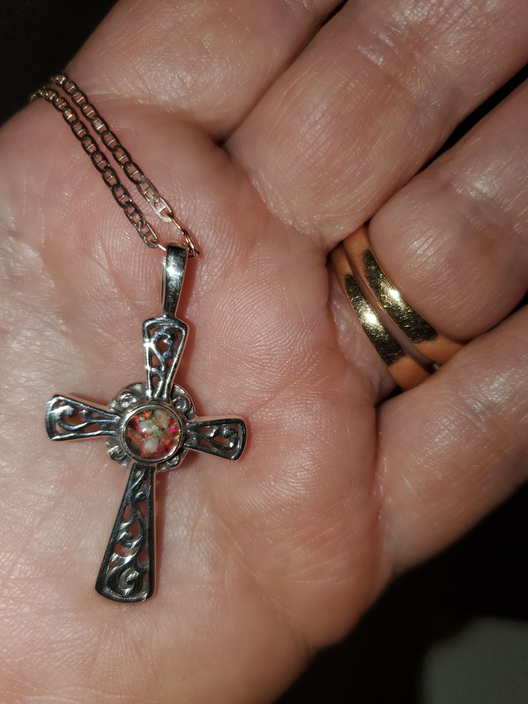 Customer photo review of Cross Pendant with Cremation Ash