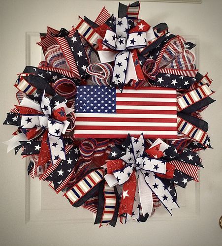 Customer photo review of Patriotic Flag Decomesh Wreath Kit - Wreath Kit - WK-020